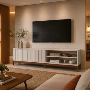 Rack Bancada Para Tv Até 75 Aurora 1.8 Mobler 1 Porta Com Pés Design Sala Moderna Cor Pérola Metalizado/cinamomo Mel - Imagem 3