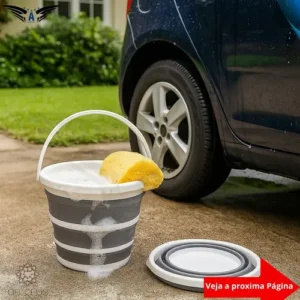 Balde Retrátil 10L Flexível Dobrável Silicone Reforçado Multiuso Compacto Pronta Entrega Cinza e Branco Óh Céus Aletrônix - Imagem 10