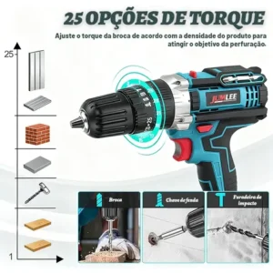 Parafusadeira E Furadeira À Bateria 36v Sem Fio Bivolt Azul-celeste 50hz/60hz 127/220v - Imagem 2