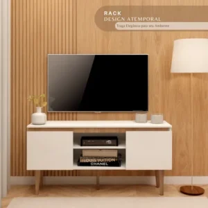 Rack Branco Para Sala - Estante Moderna E Compacta Branco - Imagem 7