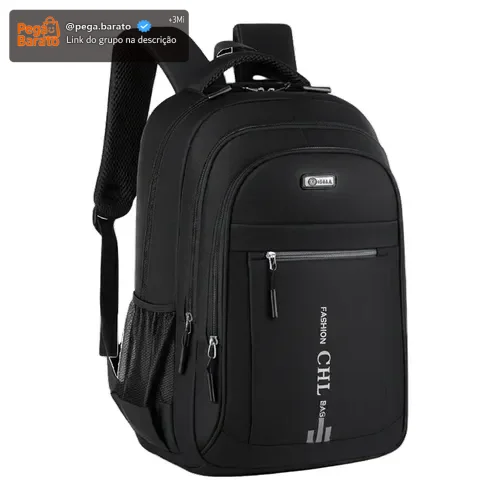 Mochila Grande Masculina Reforçada Notebook Preta Escolar