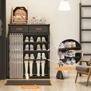 Armario Sapateira Multiuso Vertical 7 Andares Com Gavetas - Imagem 3