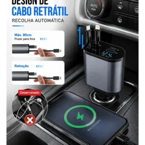 Carregador Veicular 120w Compatível Com Iphone 8 X Xr 11 12 - Imagem 4
