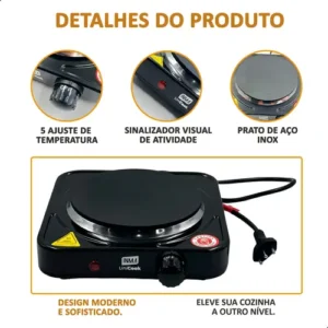 Fogão Elétrico de Mesa Portátil INMA com 1 Boca e Temperatura Ajustável - Imagem 6