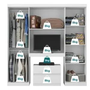 Guarda Roupa Casal 6 Portas 2 Gavetas Porto Branco Móveis Carraro - Imagem 6