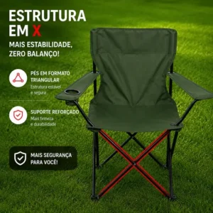 Cadeira Dobrável Para Camping E Pesca Com Suporte Para Copos - Imagem 6
