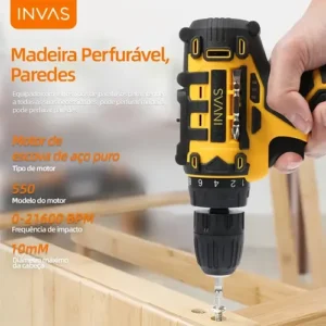 Furadeira Profissional Com Luz 2 Baterias 3/8 10mm Maleta - Imagem 5