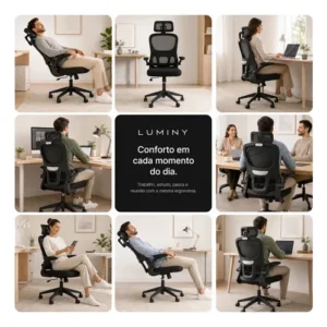 Cadeira Escritório Ergonômica Giratória Reclinável Luminy - Imagem 12
