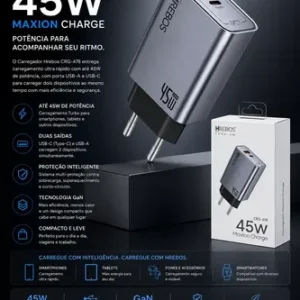 Fonte Carregador 45w Turbo Tipo C Para Iphone Samsung - Imagem 2