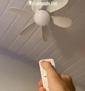 Ventilador de Teto 60W Silencioso Lâmpada Forte com LED, Controle e 6 Pás Soquete E27 Para Residencial Comercial Interno Externo Quarto Sala Cozinha Escritório Gourmet Apartamento Casa - Commlite - Imagem 13