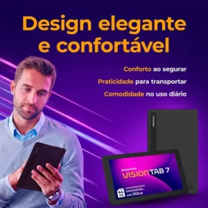 Tablet Positivo Vision TAB 7 - Processador Octa-Core 3GB RAM 64GB Armazenamento Tela 7” IPS Bateria 3100mAh, Android 14 Go, Wi-fi - Preto - Imagem 9