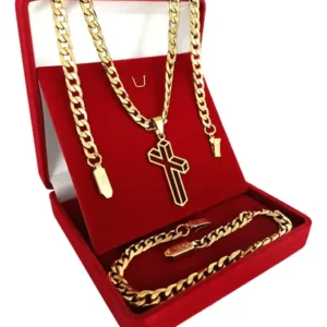 Kit Grumet Cordão Banhada A Ouro 70 Cm + Pulseira E Pingente - Imagem 8