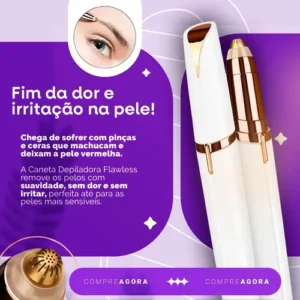 Kit Caneta Depiladora Sobrancelha + Batom Depilador Facial eletrico recarregavel - CROWLEY - Imagem 4