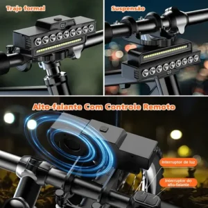 Lanterna Farol Bicicleta Recarregavel Profissional 9 Led Prova Dagua Potente Usb Para Bicicleta Luz Forte Prova Dagua - Imagem 8