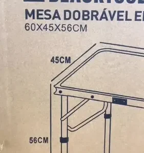 Mesa Dobrável Praia Camping Alumínio 60x45cm Vira Maleta Cor Branco e Prateado The Black Tools - Imagem 2