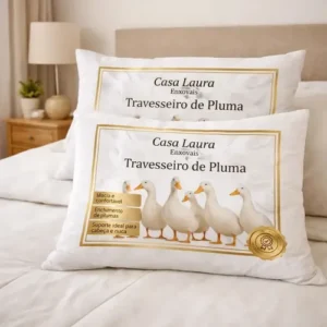 Kit 02 Travesseiro Antialérgico Pluma De Ganso 70cm X 50cm Cor Branco - Imagem 9