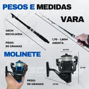 Pescamping Kit Pesca Completo 2 Varas Fibra De Vidro E 2 Molinetes Leve Com Linha Estojo E Maleta Com Acessórios - Tralha de Pescaria - Imagem 5