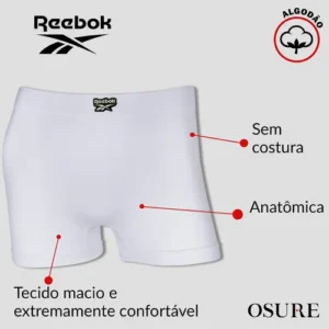 Kit 4 Cuecas Boxer Reebok Algodão Sem Costura Box Premium - Imagem 5