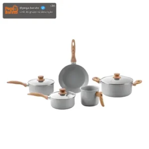 Conjunto De 5 Panelas Gris Brinox Ceramic Life Easy Cinza - Imagem 1