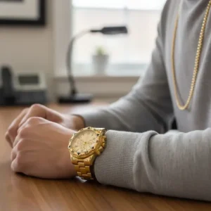 Relógio Masculino Prova D'água Quartzo Kit Corrente Pulseira - Imagem 3