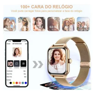 Smartwatch Mertto Dourado com Tela de 1.83" e Duas Pulseiras - Imagem 4