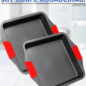 Kit 2 Assadeira Antiaderente Retangular Grande Funda Travesssa Forma Antiaderente Forma Bolo Doces Assadeiras Bolo Resistente Teflon - Imagem 4