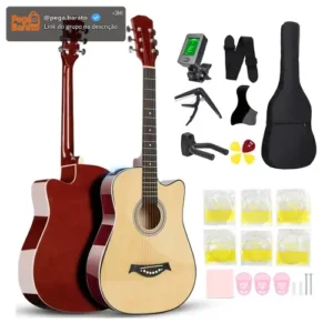 Kit 38in Violão Acústico Clássico Iniciante Afinador+estojo - Imagem 1