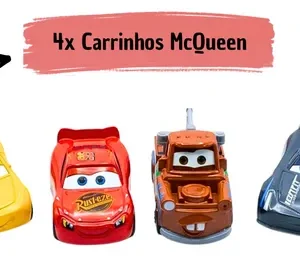 Kit 4 Carrinhos Metal Relâmpago Mcqueen Brinquedo Infantil - Imagem 3