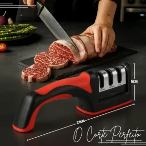 Kit Com Faca De Cozinha E Churrasco Artesanal Full Tang+ Bainha Couro Com Gravuras + Afiador Vermelho Abs Emborrachado Gourmet Premium Forjada A Mão Picanha Chef De Cozinha - Imagem 5