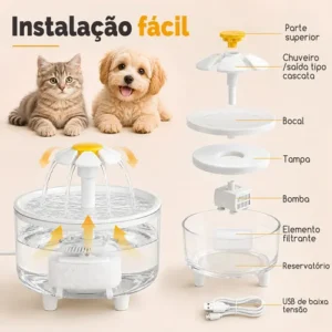 Bebedouro Automático Fonte Água Para Gatos E Cães Com Filtro - Imagem 9