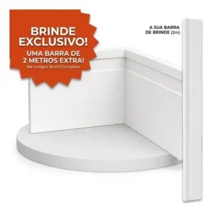 Kit 15 Barras Rodapé Poliestireno Frisado 15 Cm Altura Casa - Imagem 1