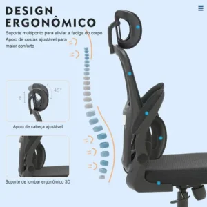 Cadeira Escritório Ergonômica Giratória com Apoio Lombar Sweet Studio - Imagem 4