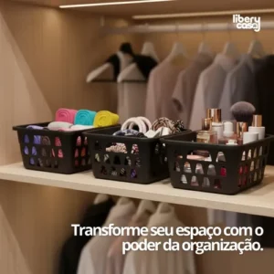 Kit 10 Cestos Organizador De Plástico Rosa Multiuso Gaveta - Imagem 5