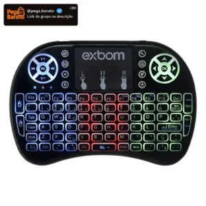 Mini Controle Led Teclado Sem Fio Smart Tv Box Netflix Cor Do Teclado Preto Exbom Bk-bti8 - Imagem 1