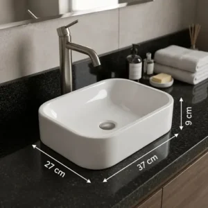 Cuba Pia De Apoio Sobrepor 37x27cm Branca Para Banheiro Lavabo Armário Gabinete Suspenso Luce - SOS Acabamentos by Orcia - Imagem 4