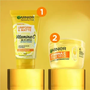 Kit Skincare Gel de Limpeza e Hidratante com Vitamina C, Ação Antioleosidade e Uniformizadora, Pele Iluminada e Hidratada, Uniform & Matte Garnier 150g - Imagem 3