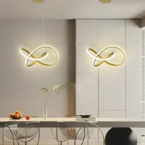 Lustre Pendente Led Modern, Luminaria De Teto 3 Em 1 Dourado - Imagem 7