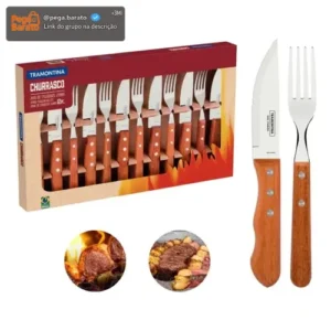 Jogo De Talheres Kit Churrasco Garfos Facas Inox Tramontina - Imagem 1