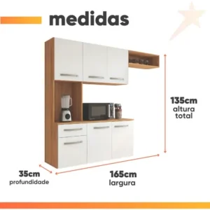 Armário De Cozinha Completa Suspenso Belíssima Freijó Branco - Imagem 3
