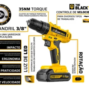 Parafusadeira Furadeira De Impacto Sem Fio 21v Com 46 Peças - Imagem 4