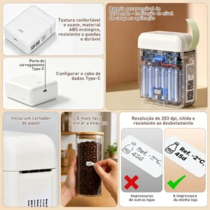 Impressora Termica Mini Etiqueta Portatil Bluetooth +5 Rolo - Imagem 6