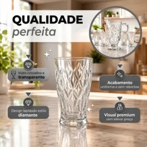 Kit Jarra De Vidro 1,15l + 6 Copos 300ml Jarra De Suco - Imagem 8