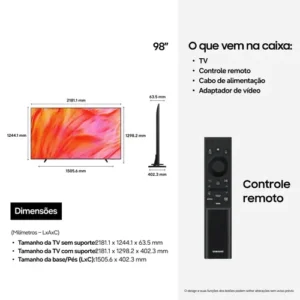 Samsung Super Big Smart Tv 98 Crystal Uhd 4k U9500h 2026, Vision Ai Companion Pro, Color Booster Pro, Xbox Cloud Gaming, Áudio Em Camadas - Imagem 7
