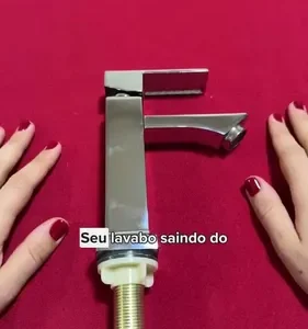 Torneira Banheiro Monocomando Luxo De Metal Quadrada Premium - Imagem 2