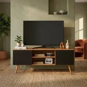 Rack Estante Para Sala E Tv - Organizador Com 2 Portas - Imagem 9