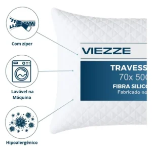 Kit 2 Travesseiros Luxo Matelado Fibra Antialérgica 70x50cm Branco - Imagem 6