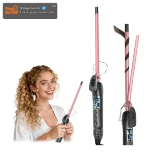 Modelador de Cachos BrisaBras 9mm Cerâmica Revestimento LCD 230°C Rosa Bivolt Duplo - Imagem 1