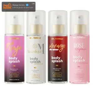 Kit 4 Body Splash Feminino Perfume 200ml Desodorante Colônia Corporal Alta Fixação Para Dia & Noite - Imagem 1