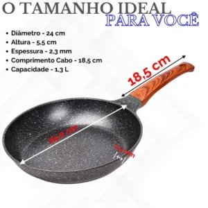 Frigideira Cerâmica 24cm Grande Premium Antiaderente Fogão Cooktop Indução Elétrico Gás Panela Frita Sem Óleo Não Gruda - Imagem 5