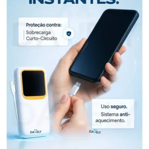 Power Bank 20.000mAh 22.5W Carga Rápida Com Display Digital Carregador Portátil Carga Rápida Premium Compatível Com Todos Os Celulares Iphone Android IOS apple xiaomi LG Samsung Motorola -Marca Davely - Imagem 6